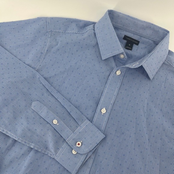 Tommy Hilfiger Other - Tommy Hilfiger Boys Blue Gingham Check Long Sleeve Button Down Shirt Size 18